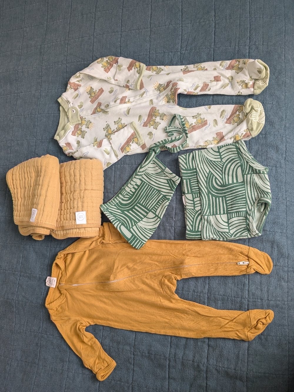 Yellow And Green Cotton Bamboo Bundle Lou Lou & Company Kate Quinn 0-3 M Newborn